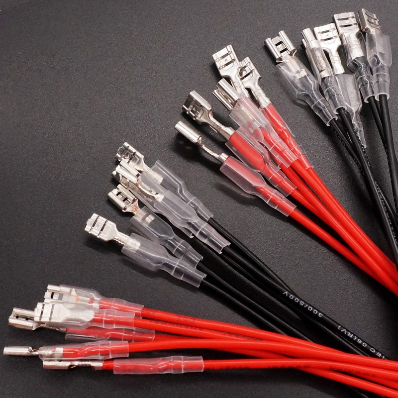 Twidec/20Pcs 4.8Mm And 6.3Mm Female Spade Crimp Terminal With Insulating Sleeve And Wire Red + Black Female Spade Quick Splice Assortment Kit - Image 3